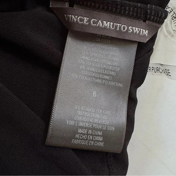 Vince Camuto V Neck Halter Wrap Tie One Piece Swimsuit Black Size 6 NWT - Picture 6 of 8